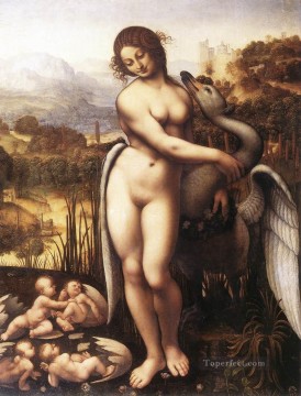  Leonardo Painting - Leda and the Swan 1505 Leonardo da Vinci birds